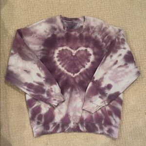 Purple Tie-Dye Heart Sweatshirt